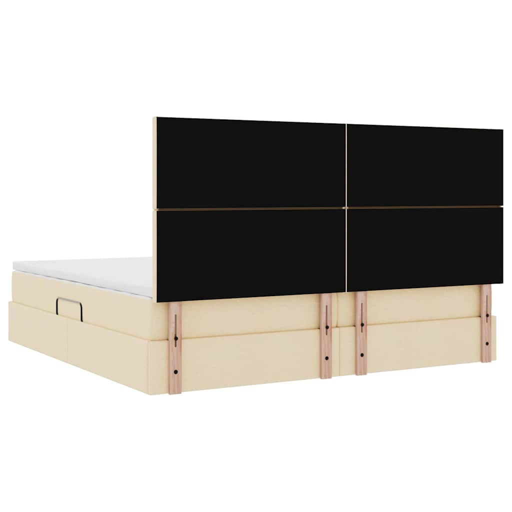 Seng med opbevaring og madras Creme 200 x 200 cm Polyester