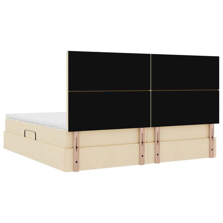 Seng med opbevaring og madras Creme 200 x 200 cm Polyester