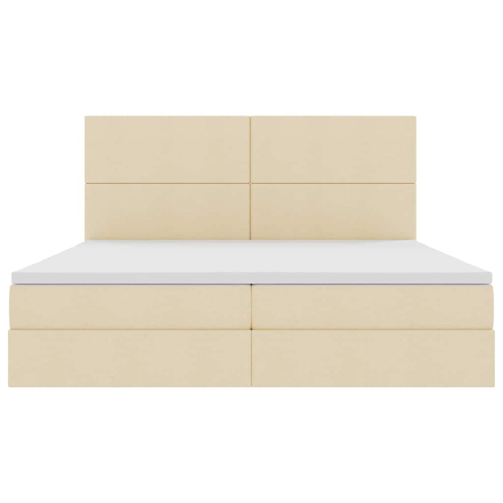 Seng med opbevaring og madras Creme 200 x 200 cm Polyester