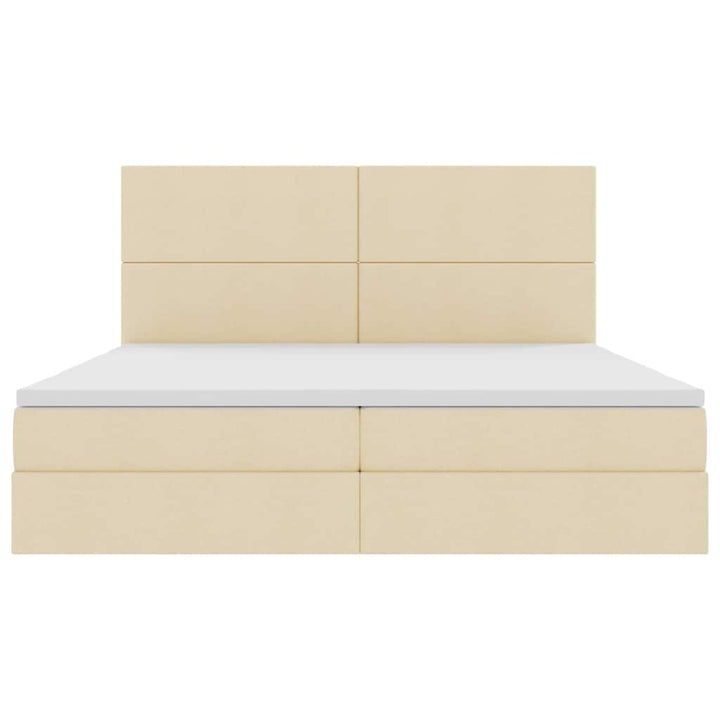 Seng med opbevaring og madras Creme 200 x 200 cm Polyester
