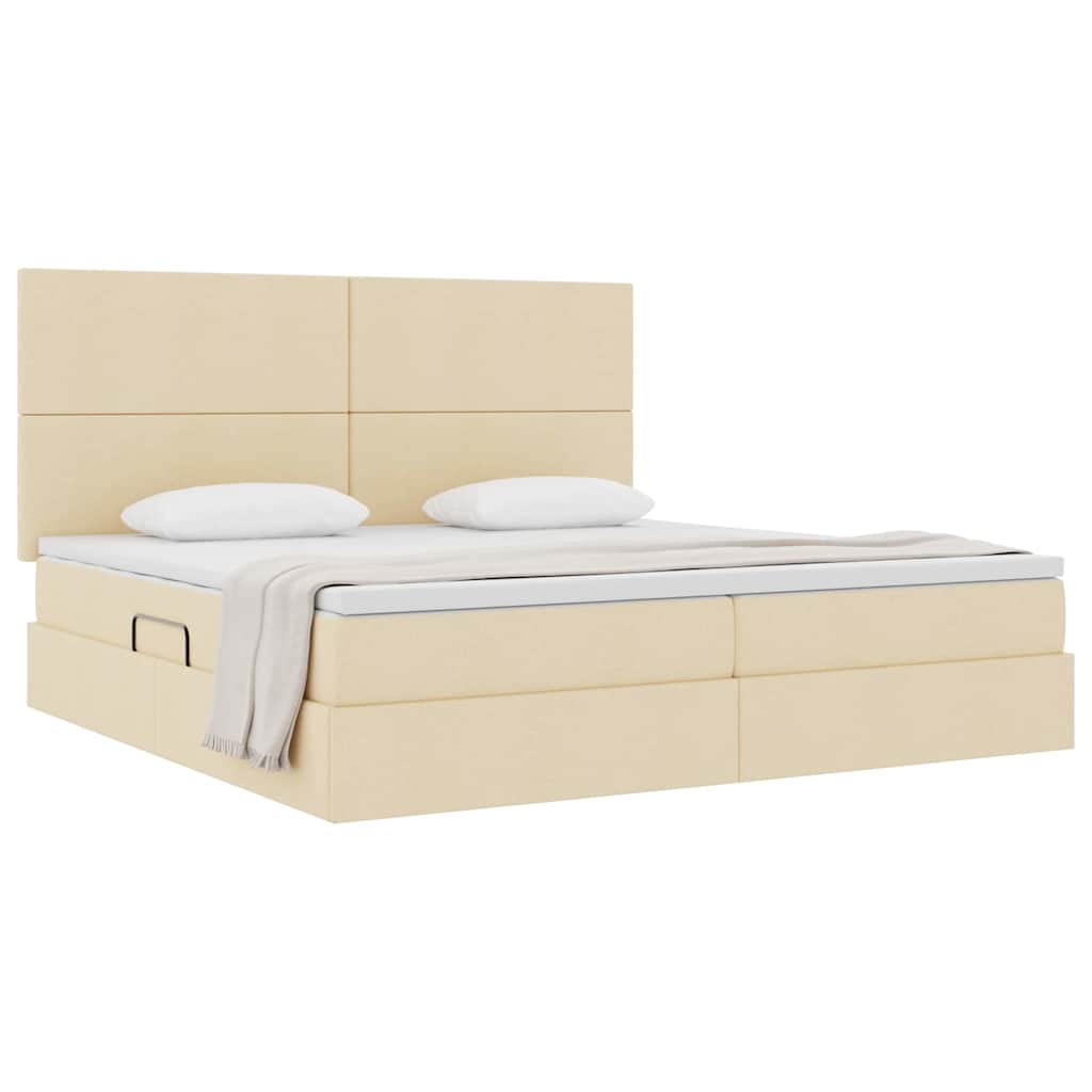 Seng med opbevaring og madras Creme 200 x 200 cm Polyester