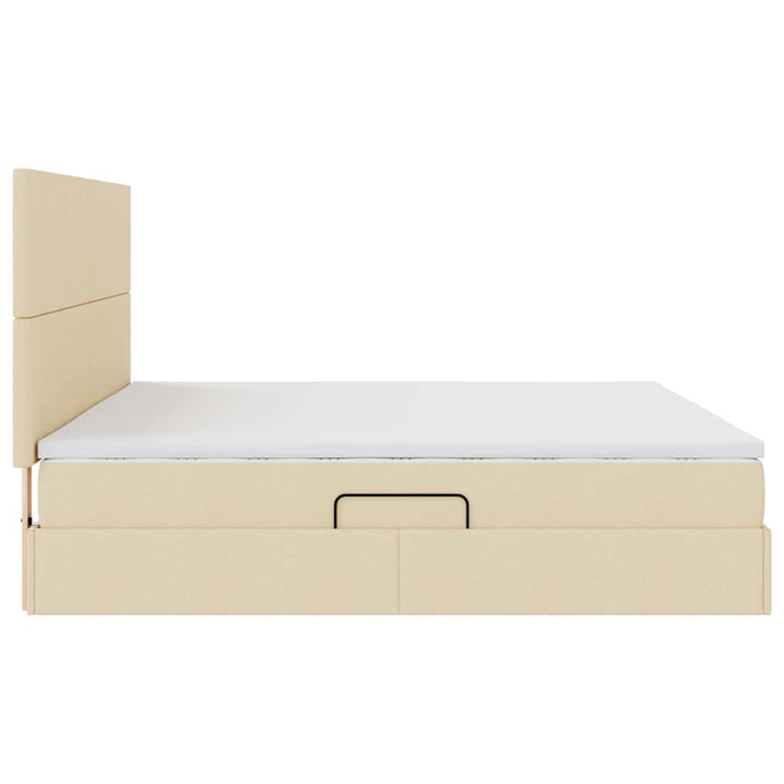 Seng med opbevaring og madras Creme 200 x 200 cm Polyester