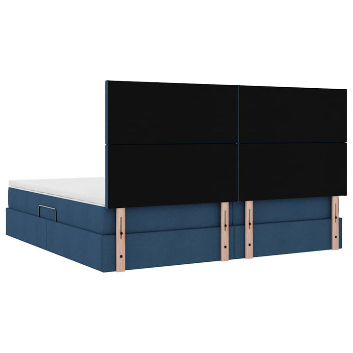Seng med opbevaring og madras Blå 200 x 200 cm Stof