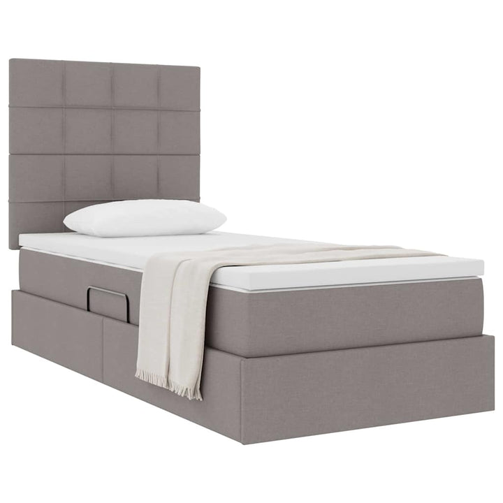 Seng med opbevaring og madras Gråbrun 90 x 190 cm Polyester