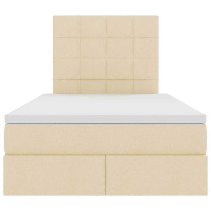 Seng med opbevaring og madras Creme 120 x 190 cm Stof