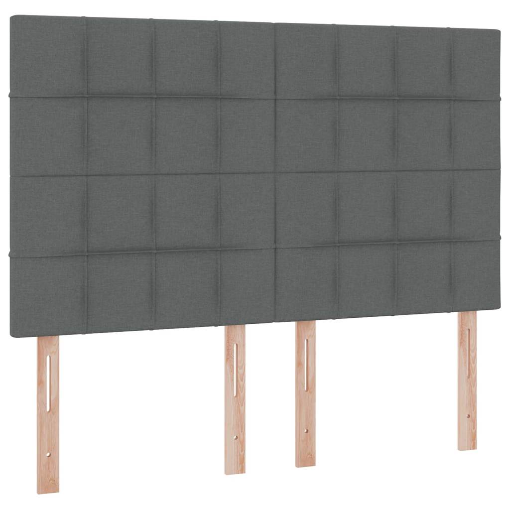 Seng med opbevaring og madras Mørkegrå 140 x 190 cm Stof