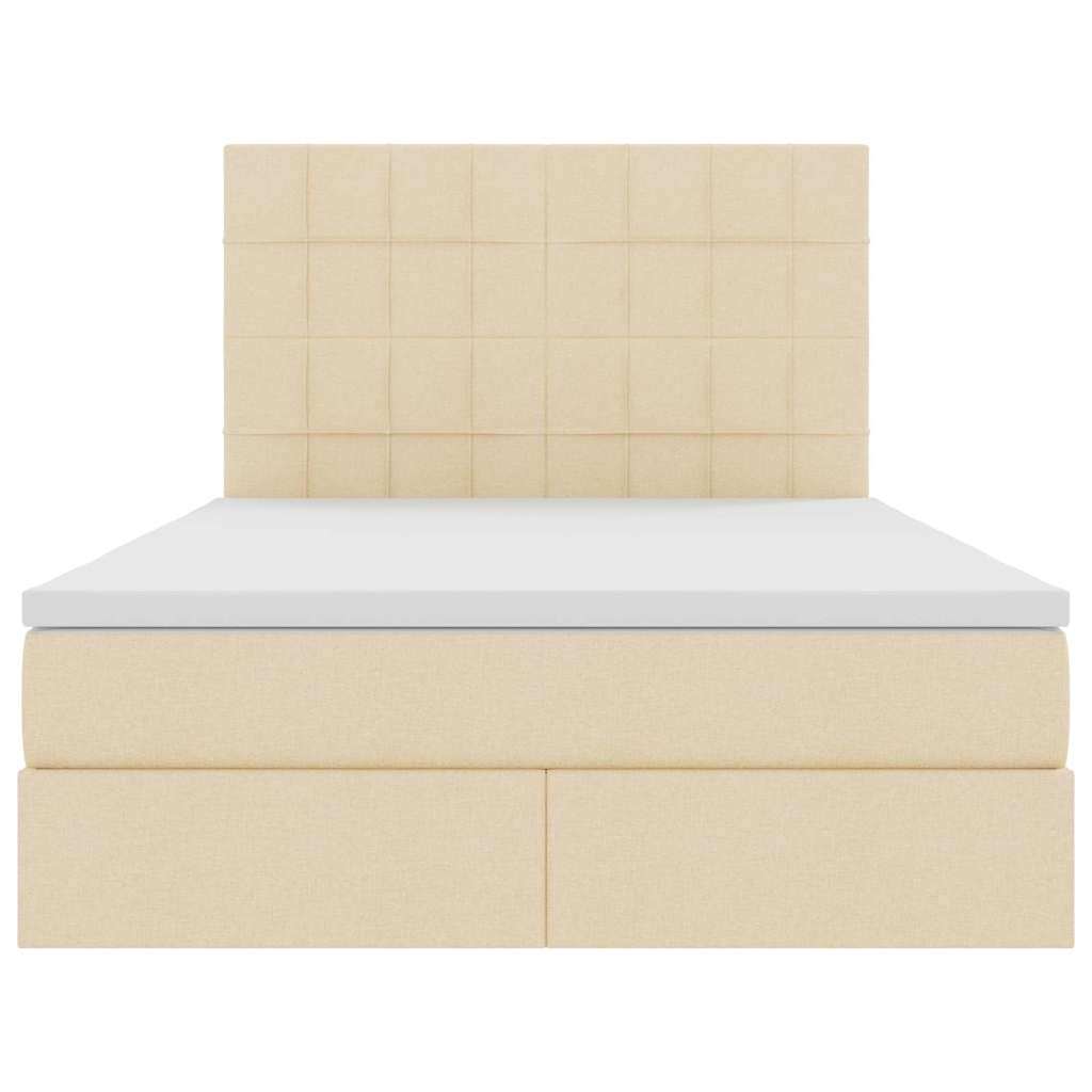 Seng med opbevaring og madras Creme 140 x 190 cm Stof