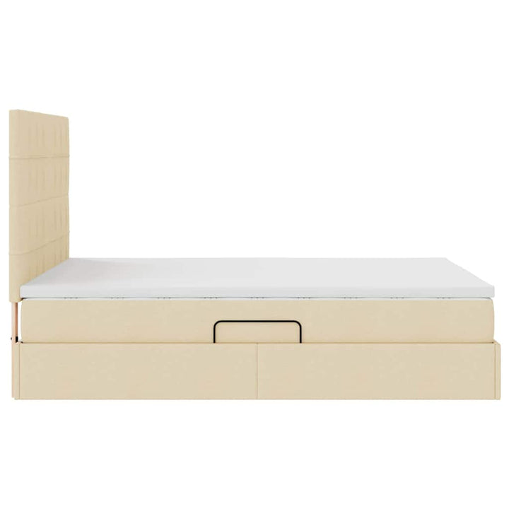 Seng med opbevaring og madras Creme 140 x 190 cm Stof