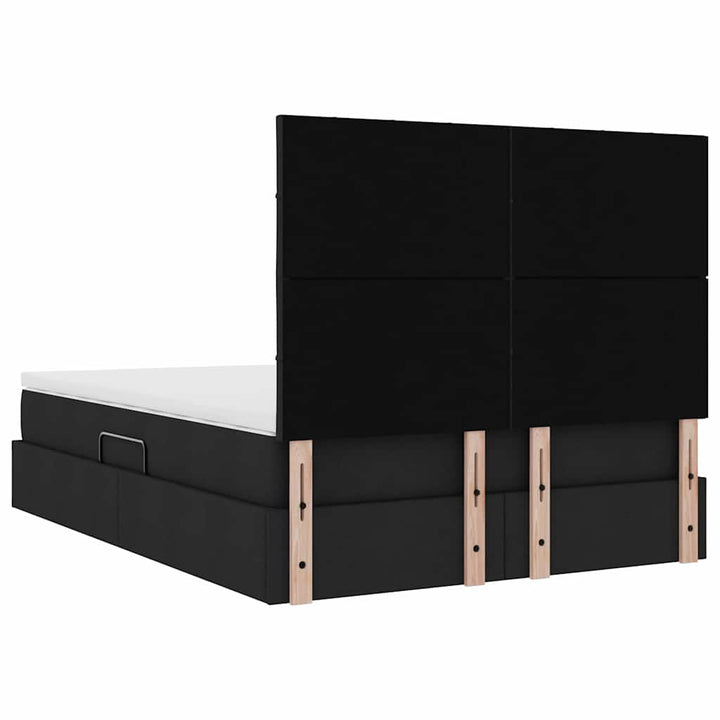 Seng med opbevaring og madras Sort 140 x 200 cm Stof