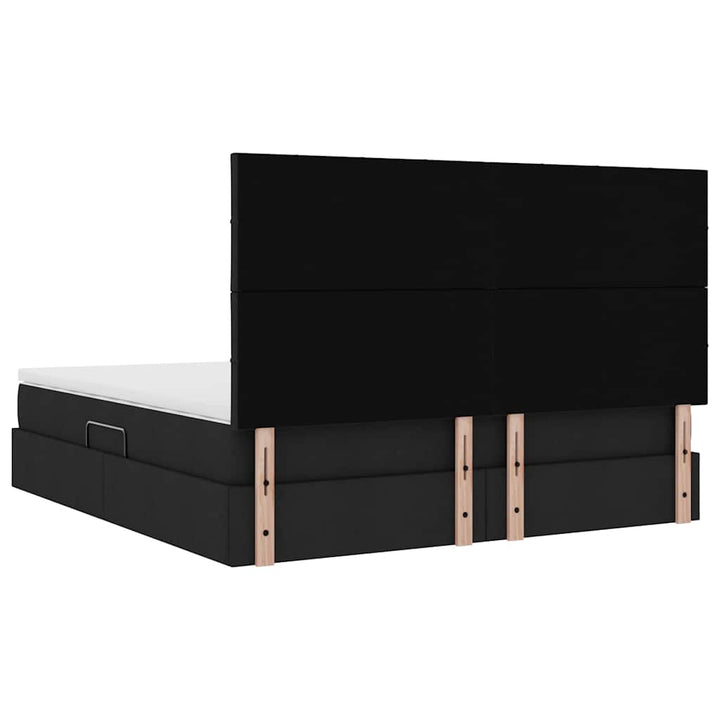 Seng med opbevaring og madras Sort 180 x 200 cm Stof