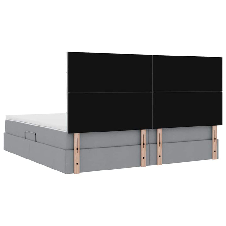Seng med opbevaring og madras Lysegrå 200 x 200 cm Stof