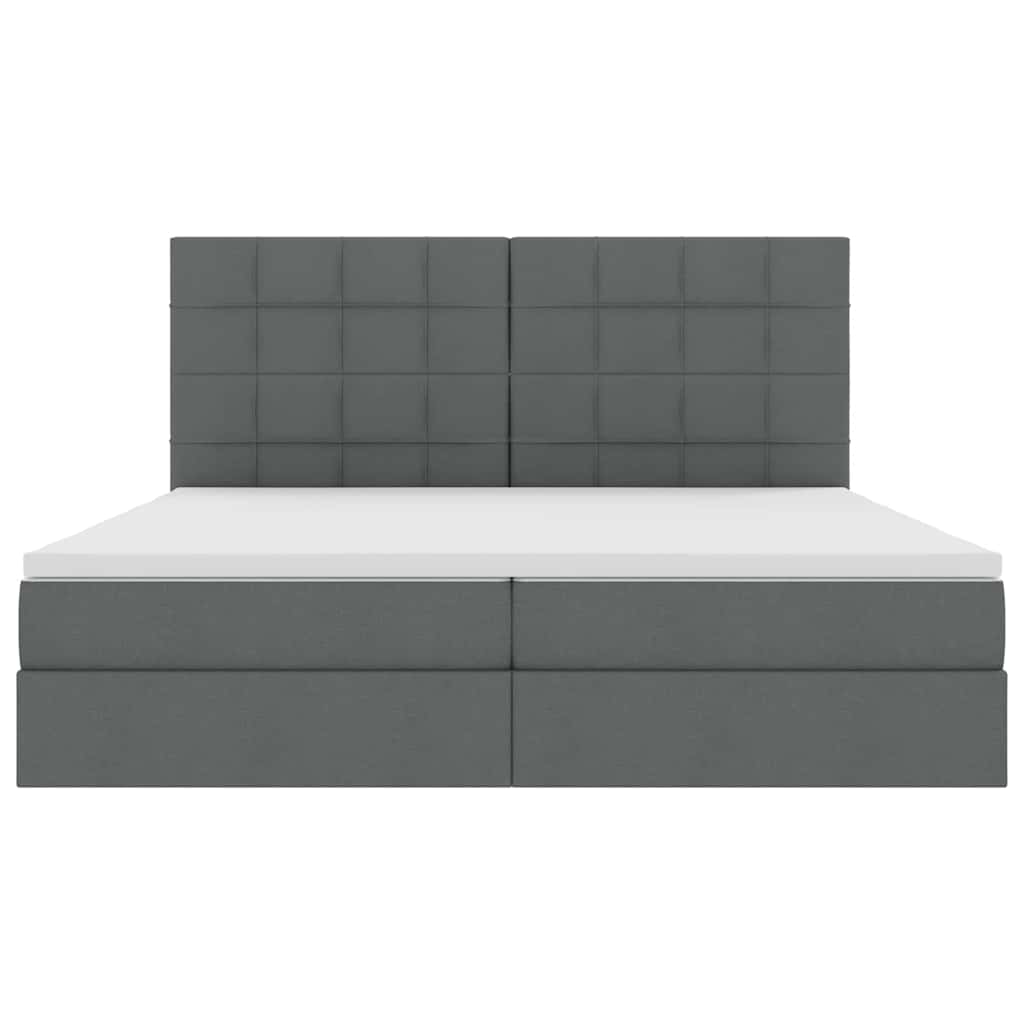 Seng med opbevaring og madras Mørkegrå 200 x 200 cm Stof