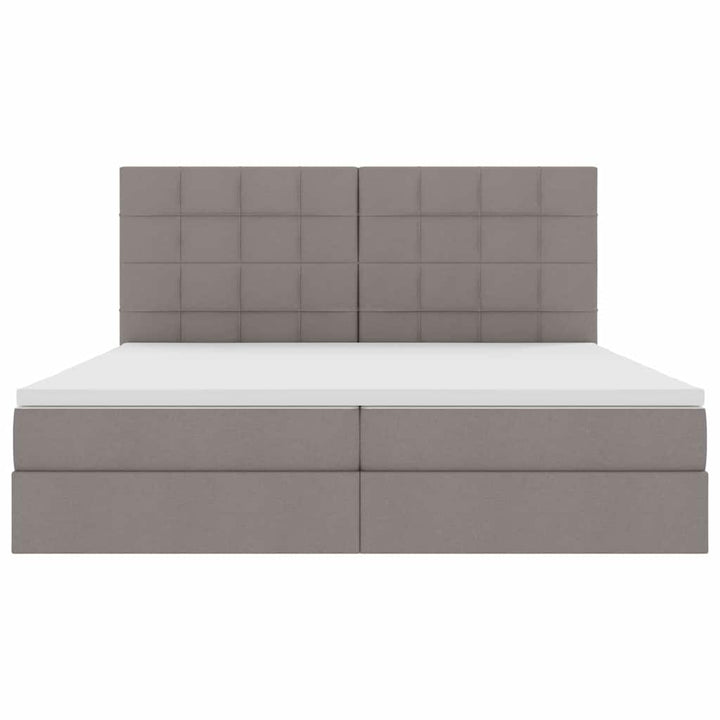 Seng med opbevaring og madras Gråbrun 200 x 200 cm Stof