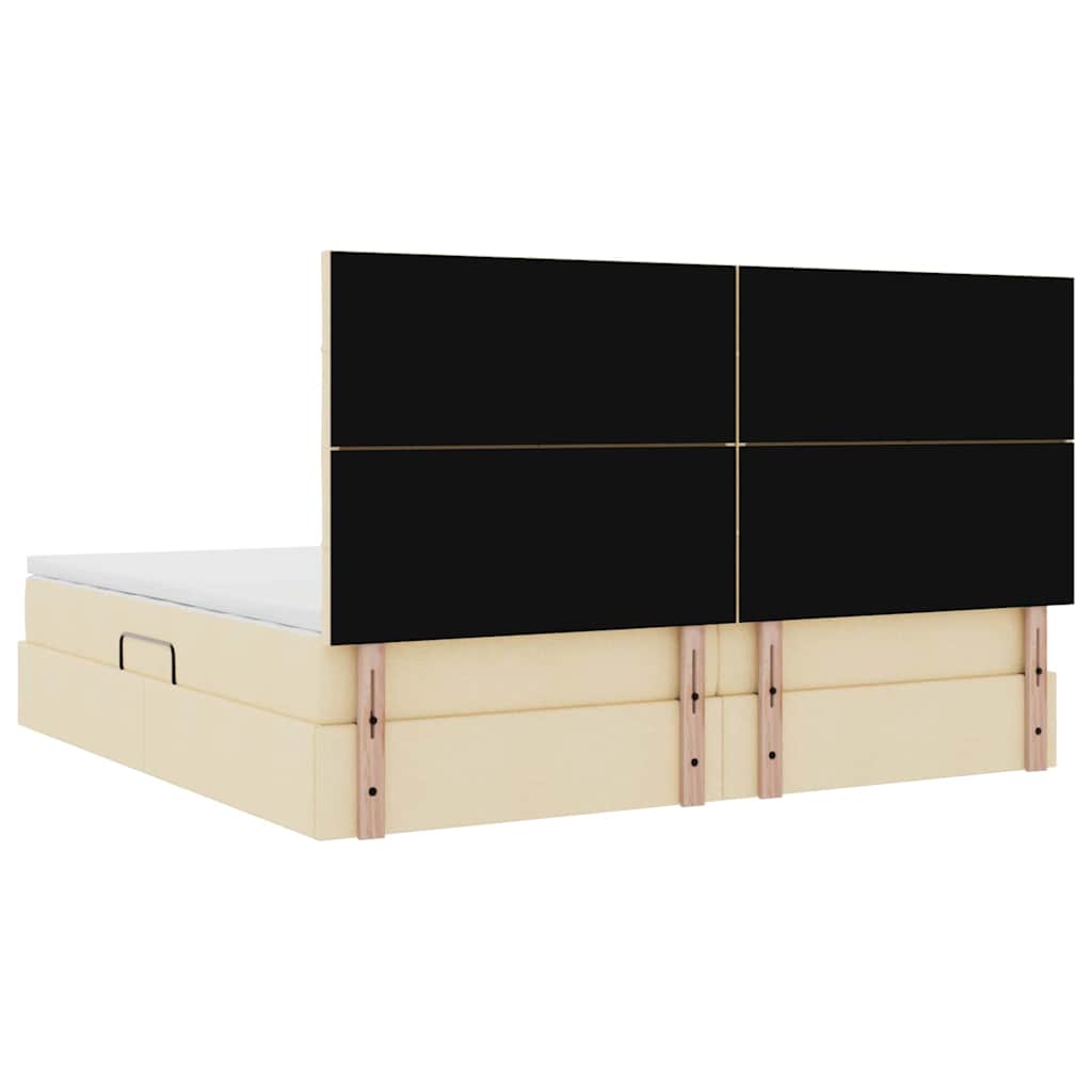 Seng med opbevaring og madras Creme 200 x 200 cm Stof