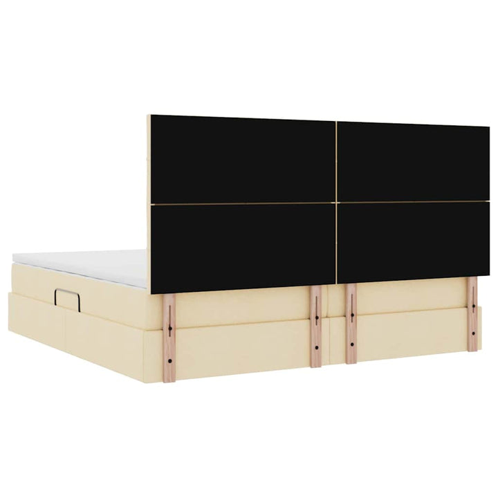 Seng med opbevaring og madras Creme 200 x 200 cm Stof