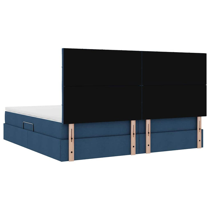 Seng med opbevaring og madras Blå 200 x 200 cm Stof