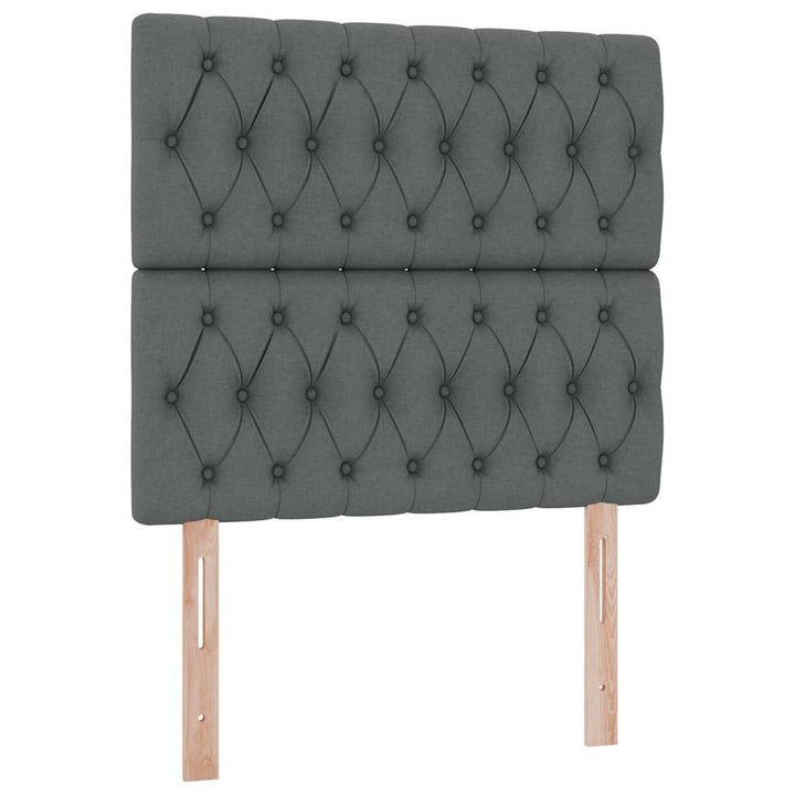 Seng med opbevaring og madras Mørkegrå 90 x 190 cm Stof