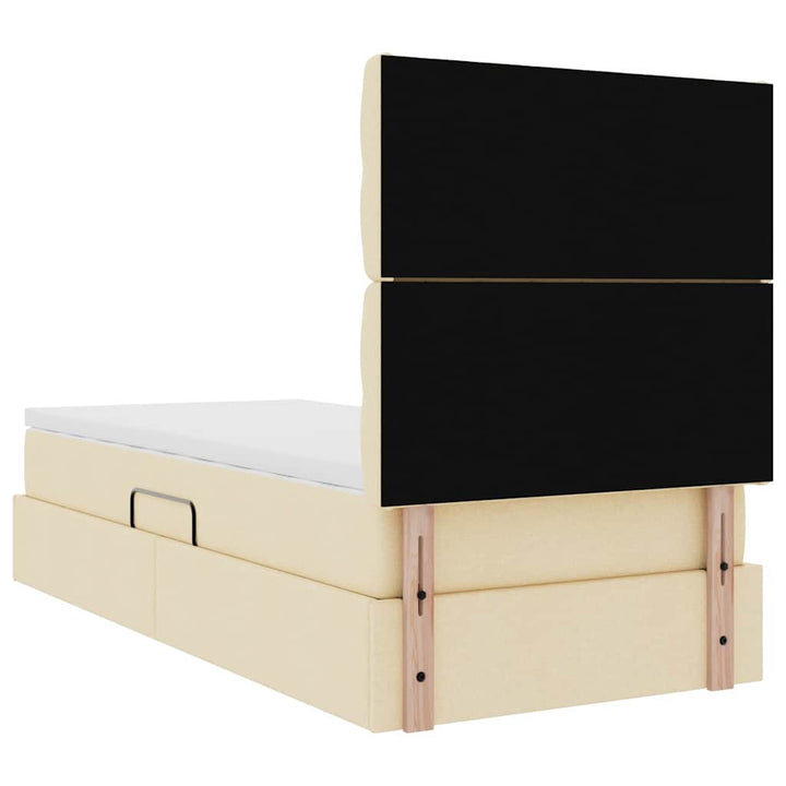 Seng med opbevaring og madras Creme 90 x 200 cm Stof