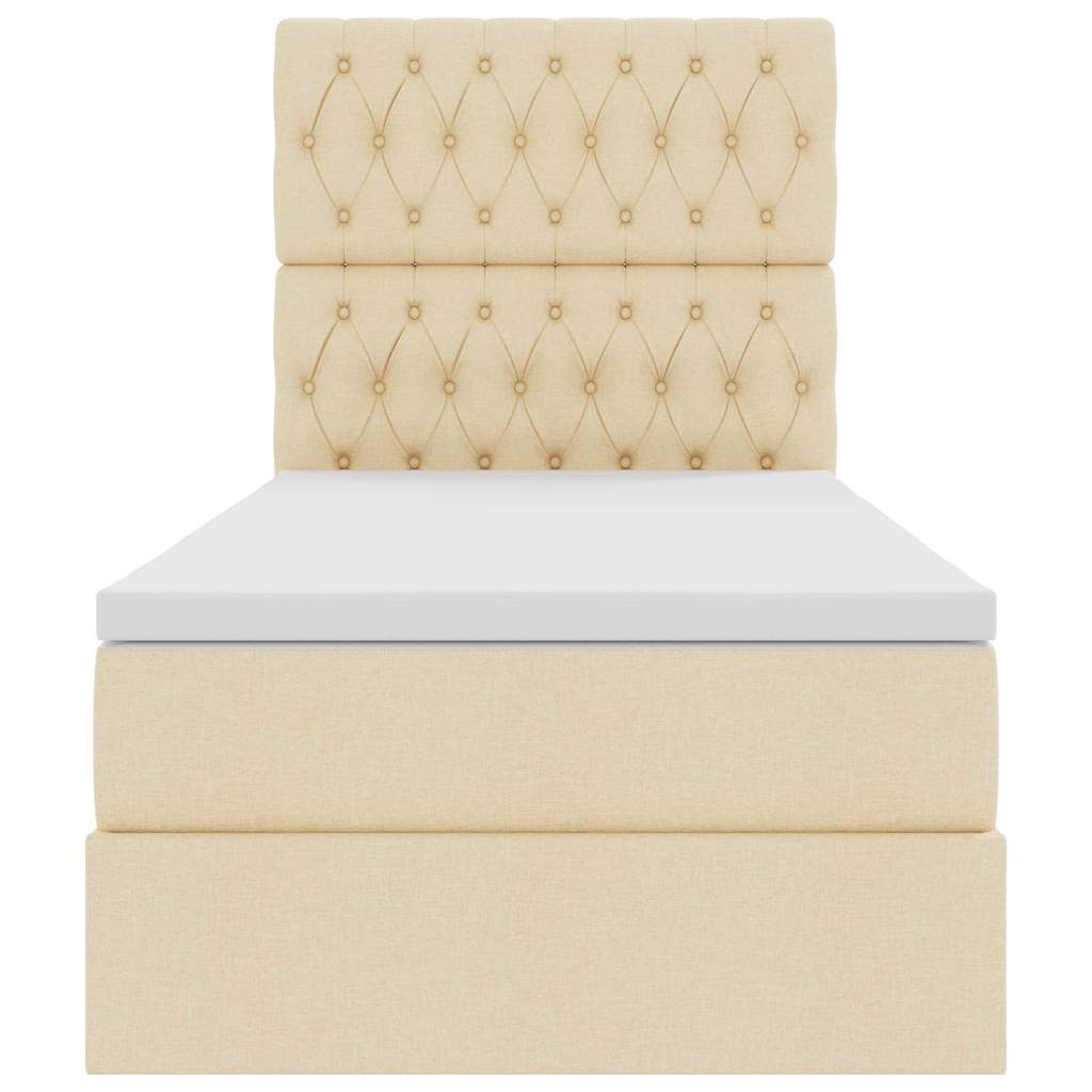Seng med opbevaring og madras Creme 90 x 200 cm Stof