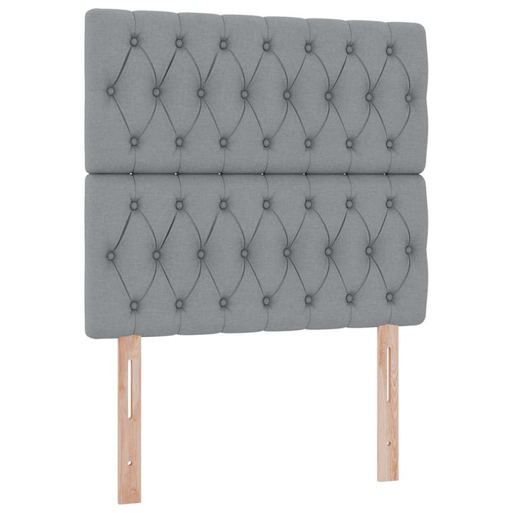 Seng med opbevaring og madras Lysegrå 100 x 200 cm Stof