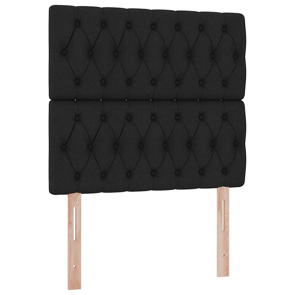 Seng med opbevaring og madras Sort 100 x 200 cm Stof