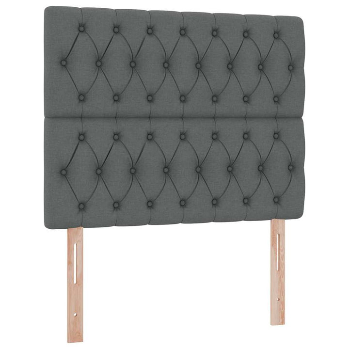 Seng med opbevaring og madras Mørkegrå 120 x 190 cm Stof