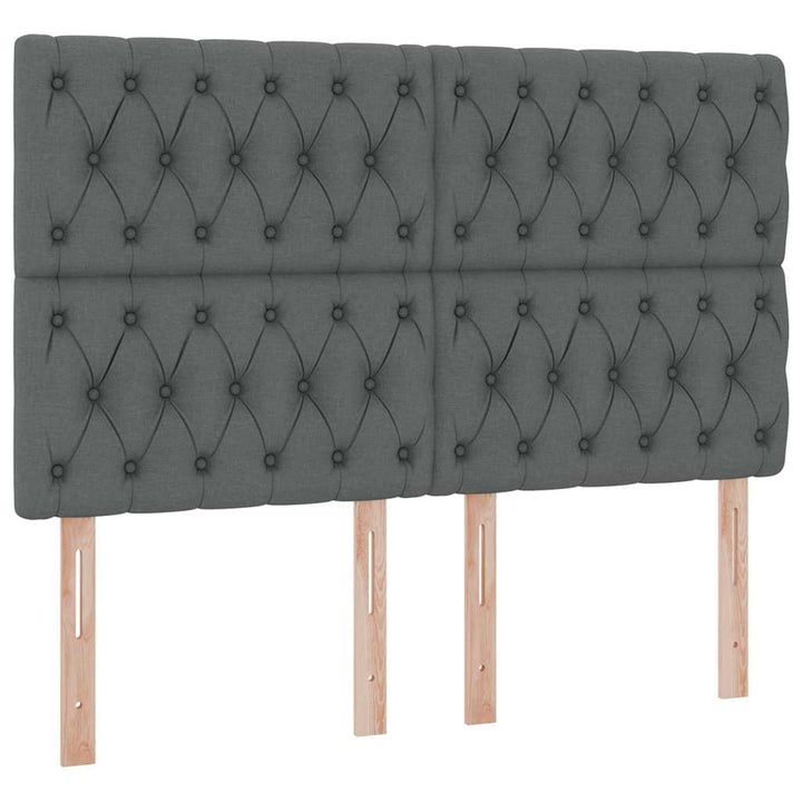 Seng med opbevaring og madras Mørkegrå 140 x 190 cm Stof