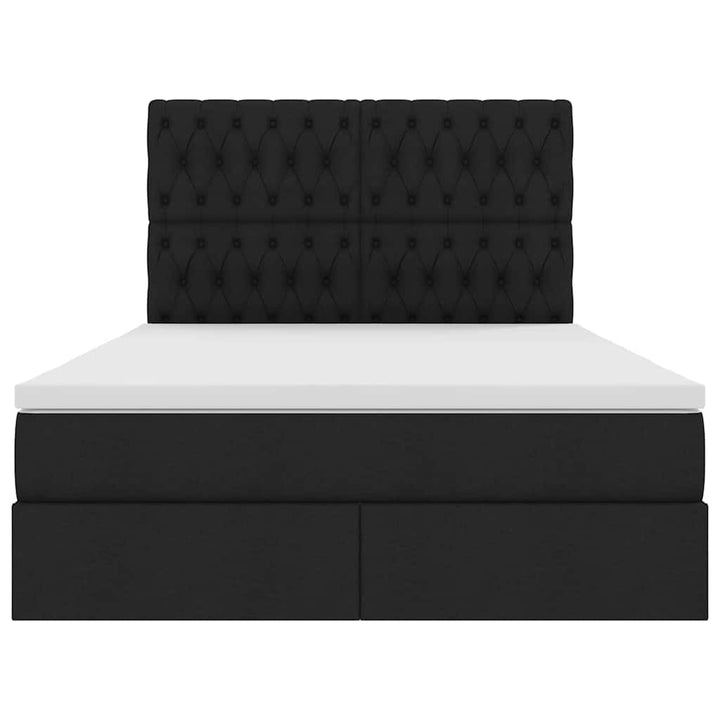 Seng med opbevaring og madras Sort 140 x 190 cm Stof