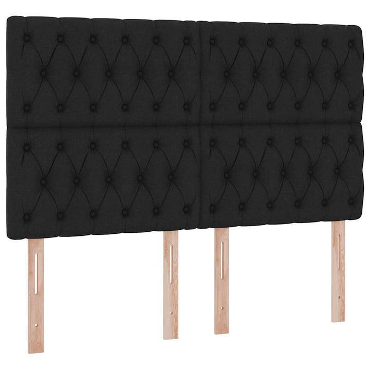 Seng med opbevaring og madras Sort 140 x 190 cm Stof