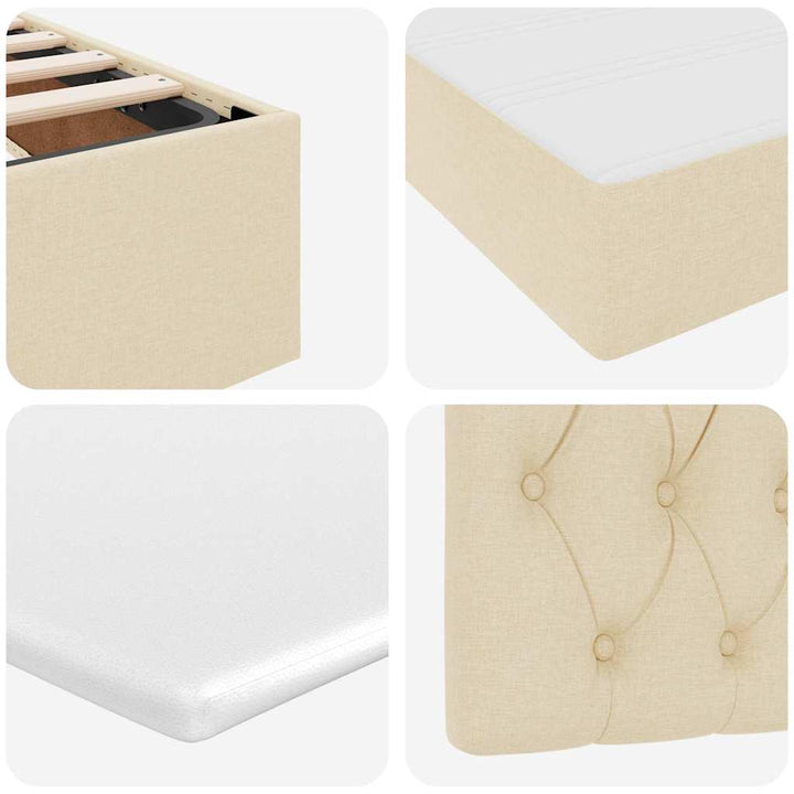 Seng med opbevaring og madras Creme 140 x 200 cm Stof