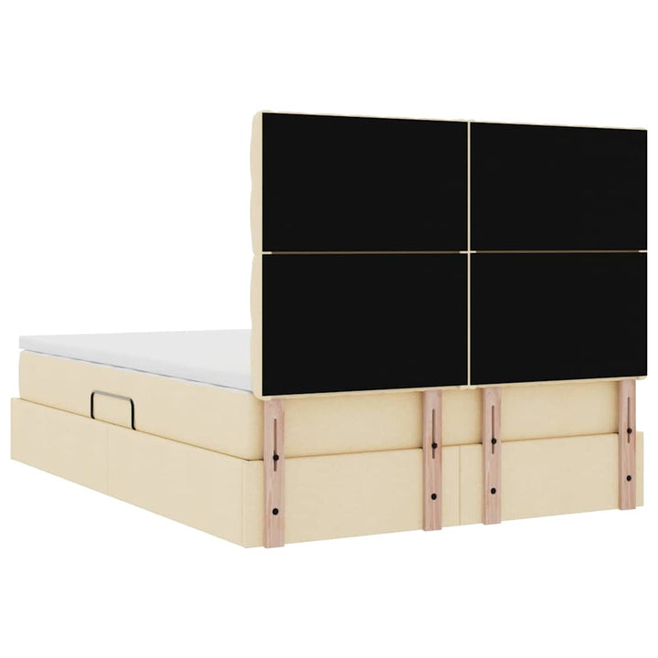 Seng med opbevaring og madras Creme 140 x 200 cm Stof