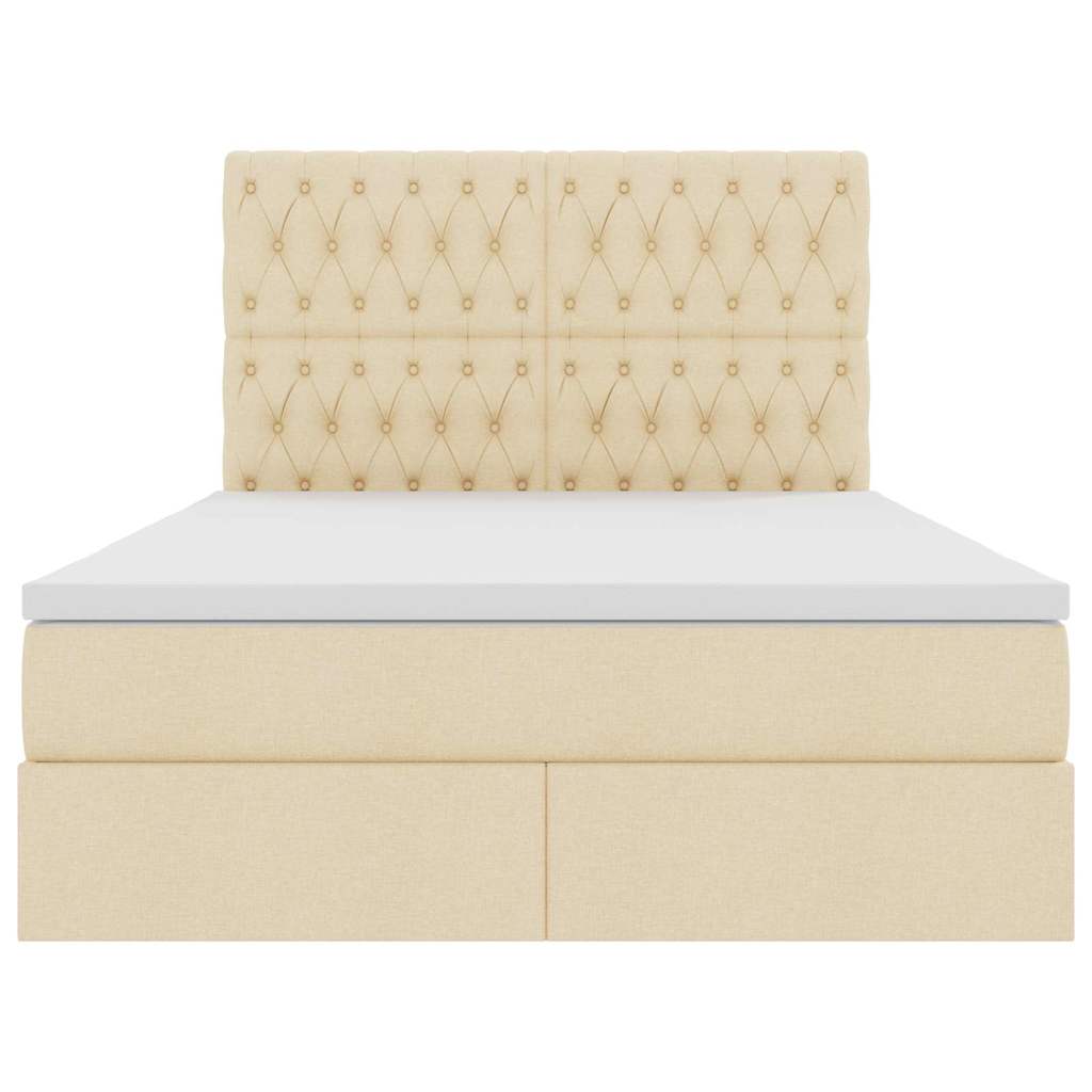 Seng med opbevaring og madras Creme 140 x 200 cm Stof