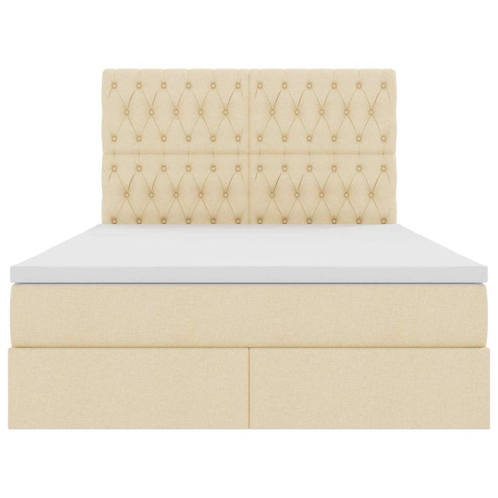 Seng med opbevaring og madras Creme 140 x 200 cm Stof