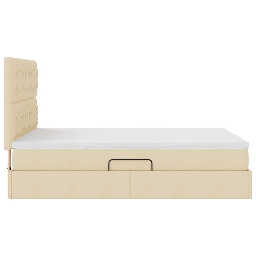 Seng med opbevaring og madras Creme 140 x 200 cm Stof