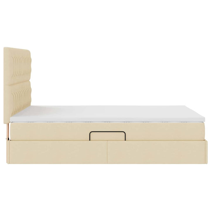 Seng med opbevaring og madras Creme 140 x 200 cm Stof