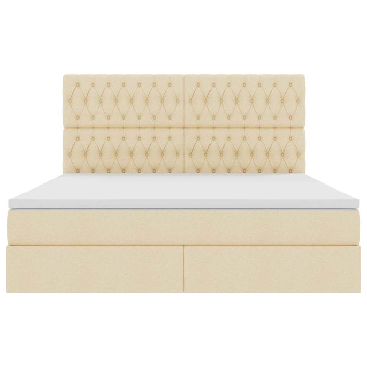 Seng med opbevaring og madras Creme 160 x 200 cm Stof