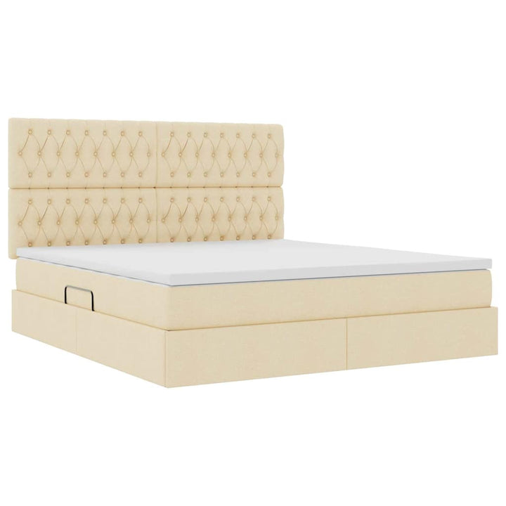 Seng med opbevaring og madras Creme 180 x 200 cm Stof