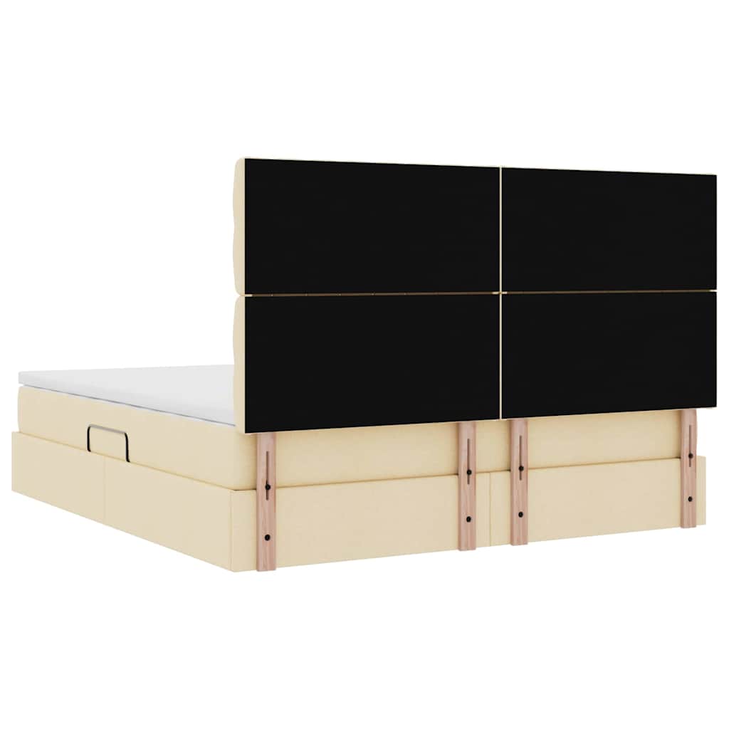 Seng med opbevaring og madras Creme 180 x 200 cm Stof