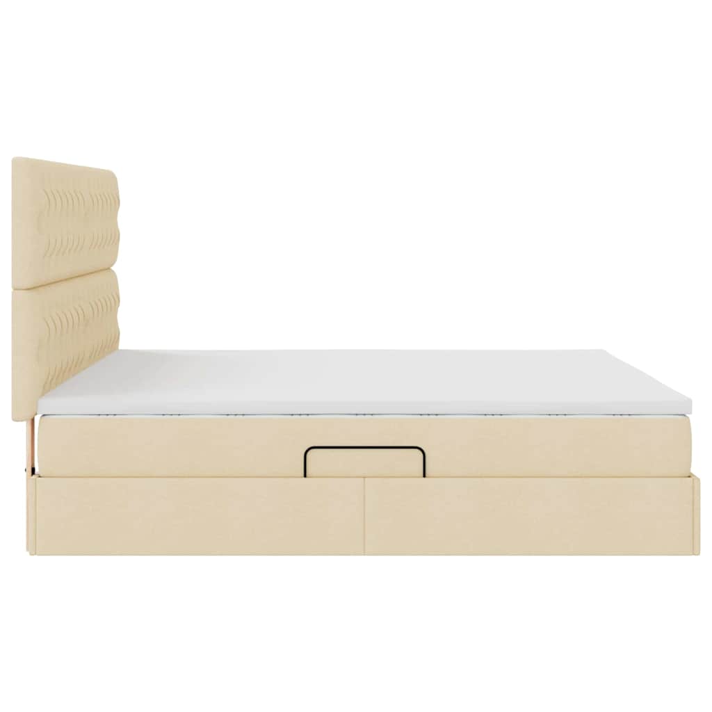 Seng med opbevaring og madras Creme 180 x 200 cm Stof