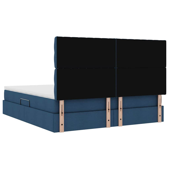 Seng med opbevaring og madras Blå 180 x 200 cm Polyester