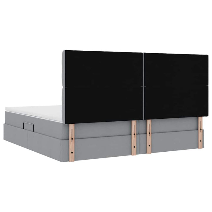 Seng med opbevaring og madras Lysegrå 200 x 200 cm Stof