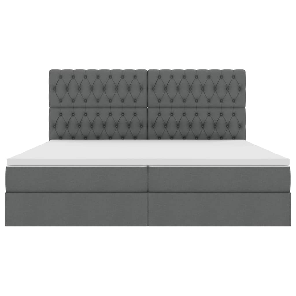 Seng med opbevaring og madras Mørkegrå 200 x 200 cm Stof