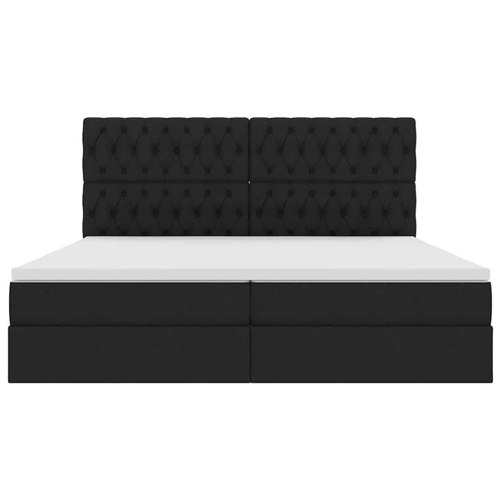 Seng med opbevaring og madras Sort 200 x 200 cm Stof