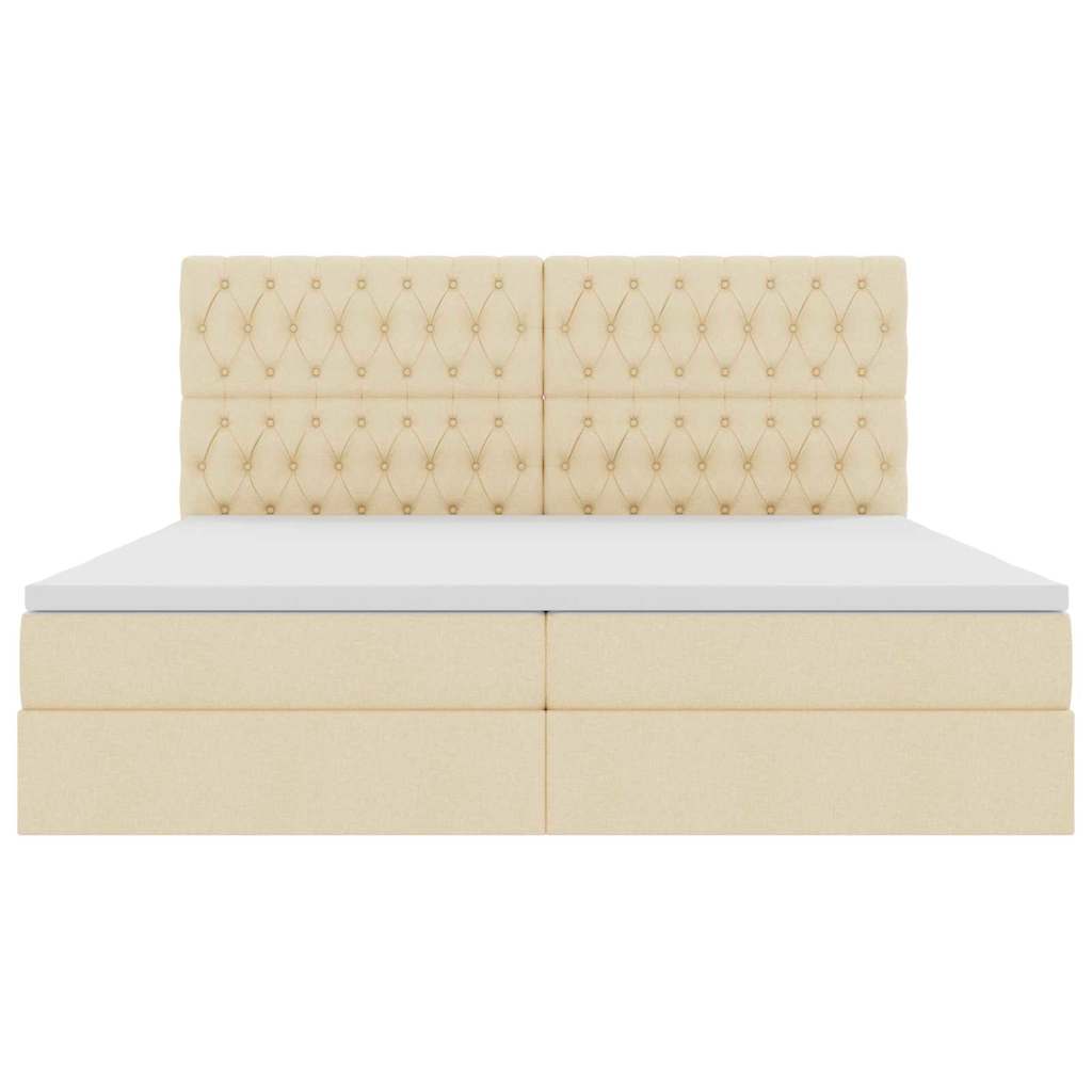 Seng med opbevaring og madras Creme 200 x 200 cm Stof