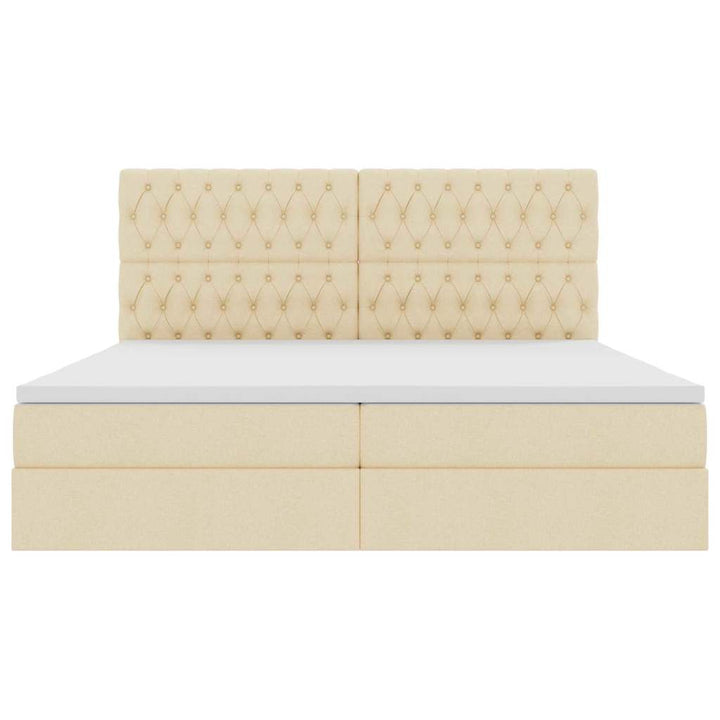 Seng med opbevaring og madras Creme 200 x 200 cm Stof