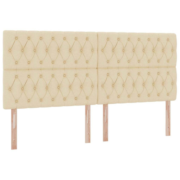 Seng med opbevaring og madras Creme 200 x 200 cm Stof