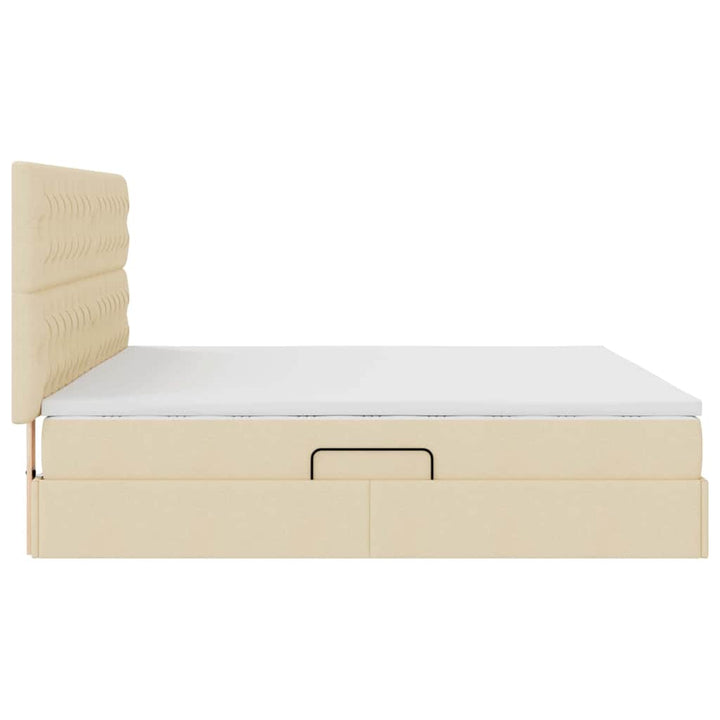 Seng med opbevaring og madras Creme 200 x 200 cm Stof