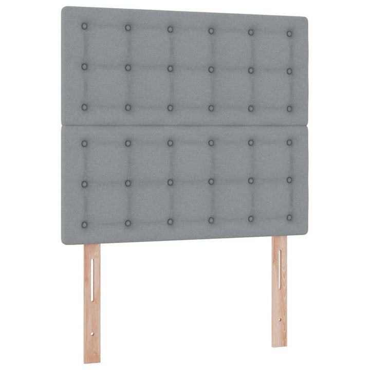 Seng med opbevaring og madras Lysegrå 90 x 190 cm Stof