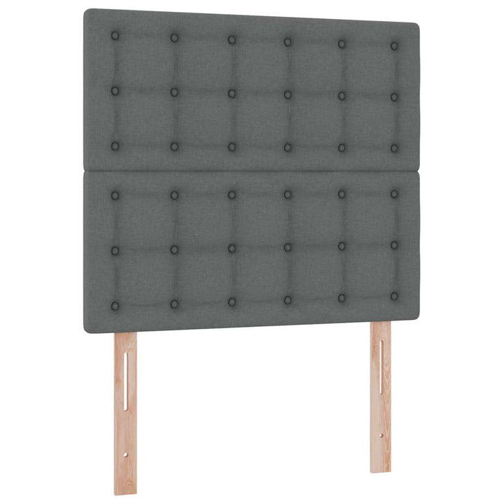 Seng med opbevaring og madras Mørkegrå 90 x 200 cm Stof