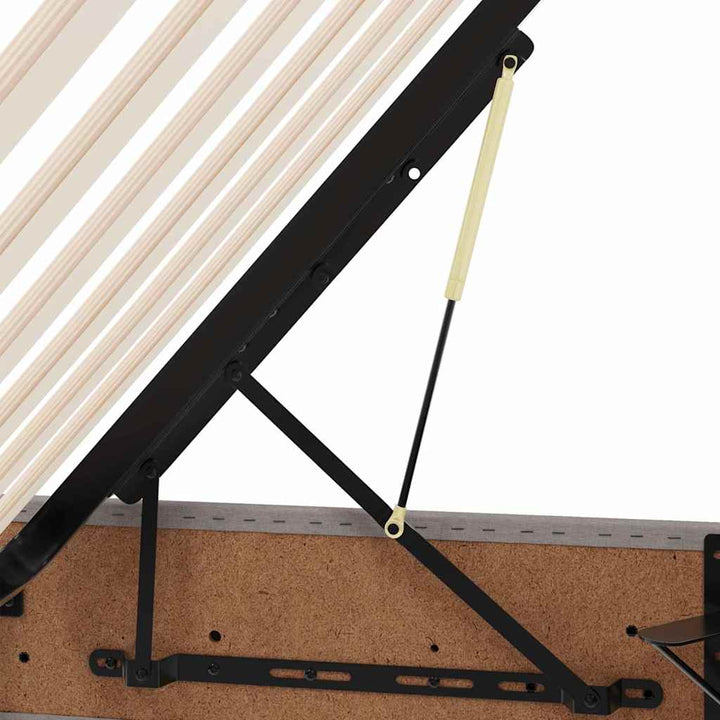 Seng med opbevaring og madras Gråbrun 90 x 200 cm Stof